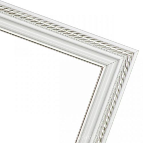 Ozdobna biało-srebrna ramka
