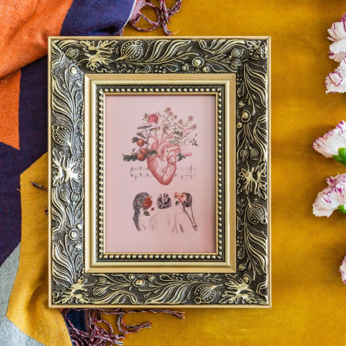 Bogato zdobiona złota ramka makówka - 2