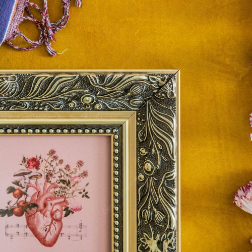 Bogato zdobiona złota ramka makówka - 6